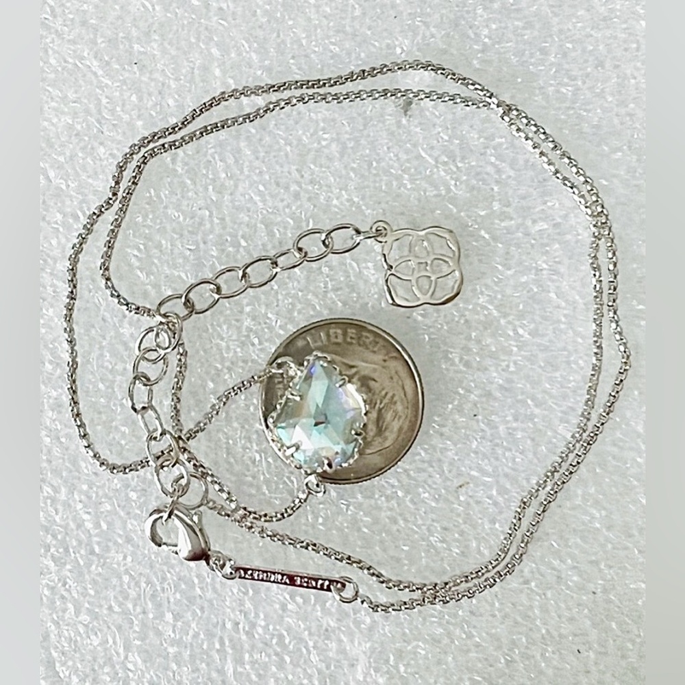 Kendra Scott Tess Pendant Necklace in Rhodium Dichroic Glass NWT - Picture 5 of 5